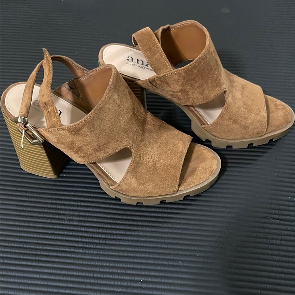 Ana Brown Suede Women's Heeled Sandals size 6 1/2 medium